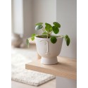 Clayre & Eef Bloempot Ø 17x15 cm Wit Keramiek Gezicht