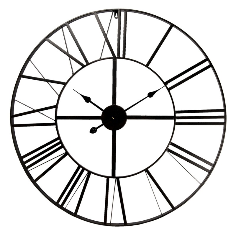 Clayre & Eef Orologio da parete Ø 80 cm Nero Metallo