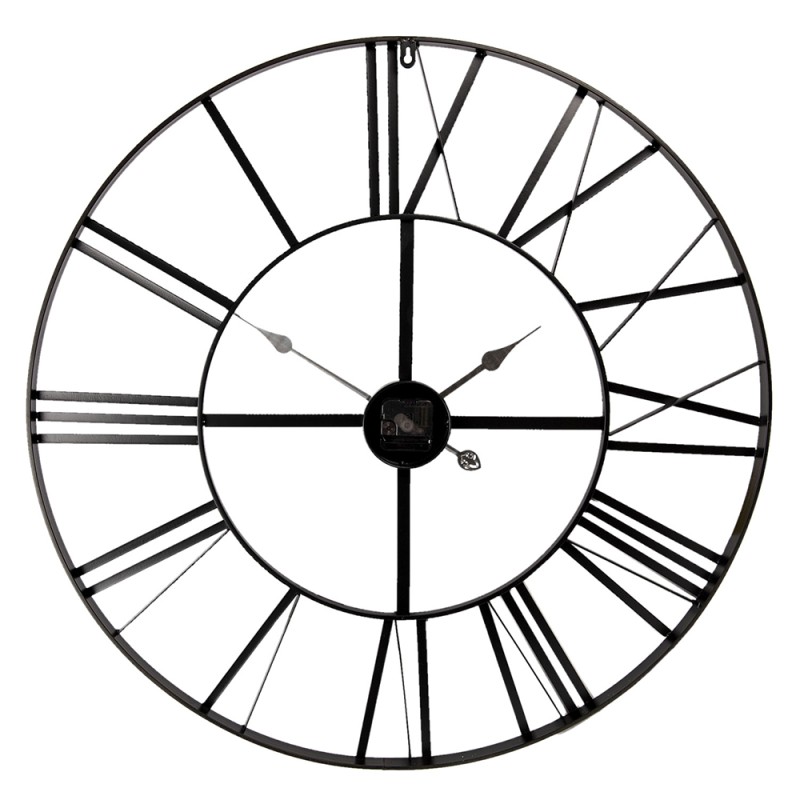 Clayre & Eef Wandklok Ø 80 cm Zwart Metaal