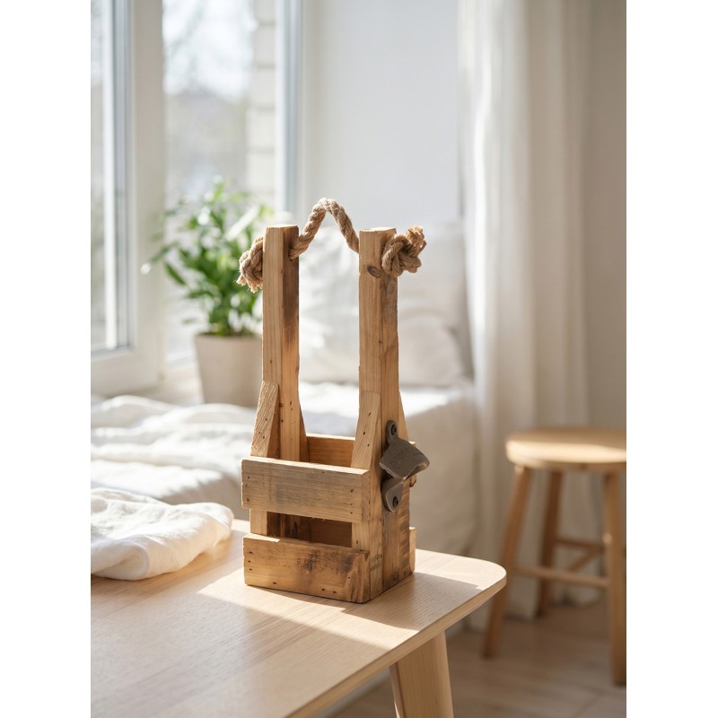 Clayre & Eef Portabottiglie 9x10x29 cm Marrone Legno