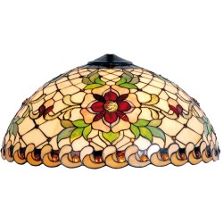 Lumilamp Lampenschirm Tiffany Ø 50x25 cm Beige Rot Glas Rose