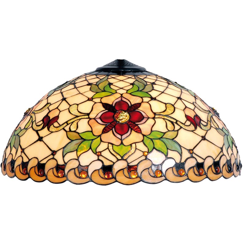 Lumilamp Lampshade Tiffany Ø 50x25 cm Beige Red Glass Rose