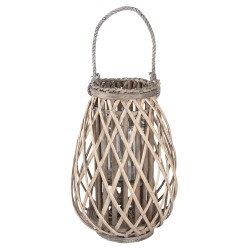 Clayre & Eef Windlicht Ø 27x40 cm Grijs Hout