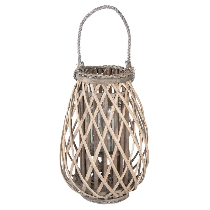 Clayre & Eef Windlicht Ø 27x40 cm Grijs Hout