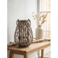 Clayre & Eef Windlicht Ø 27x40 cm Grau Holz