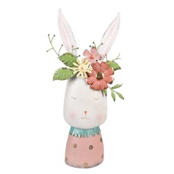 Clayre & Eef Blumentopf Kaninchen 62 cm Weiß Metall
