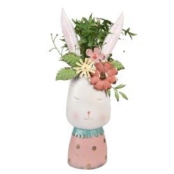 Clayre & Eef Blumentopf Kaninchen 62 cm Weiß Metall