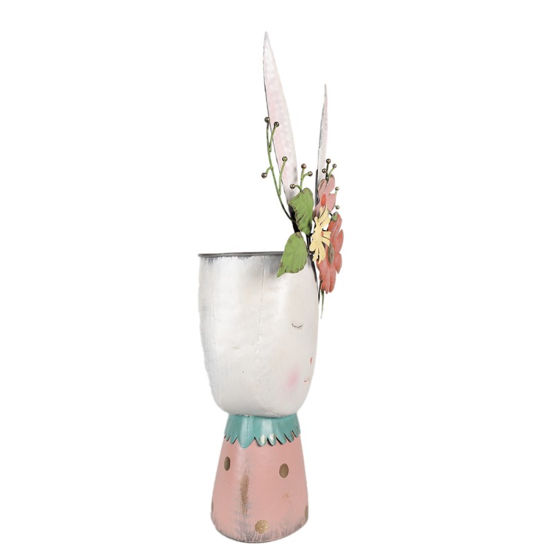 Clayre & Eef Bloempot Konijn 62 cm Wit Metaal