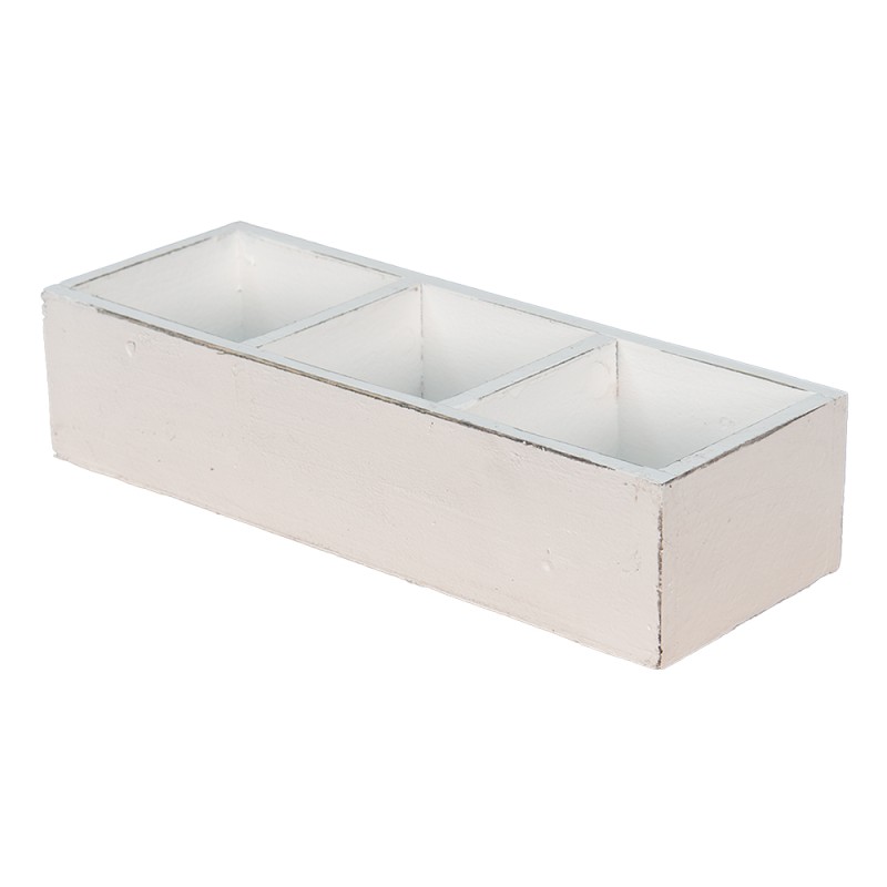 Clayre & Eef Holzkiste 33x12x7 cm Weiß Holz