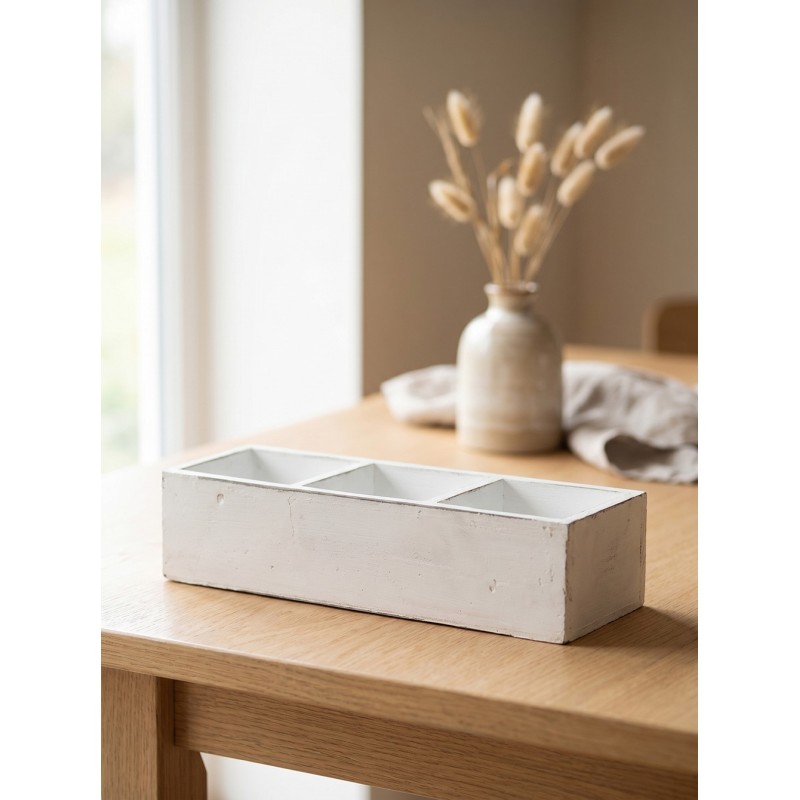 Clayre & Eef Holzkiste 33x12x7 cm Weiß Holz
