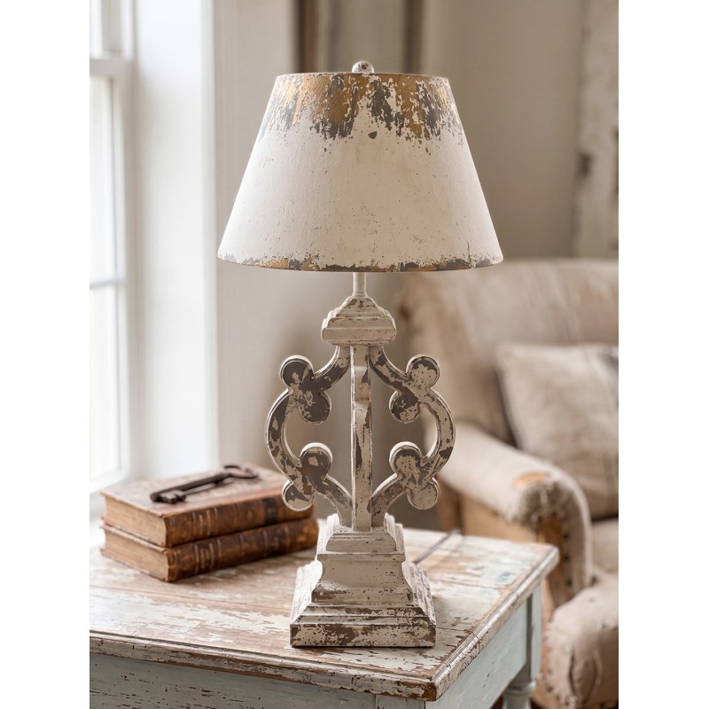 Clayre & Eef Tafellamp Ø 40x79 cm Beige Grijs IJzer