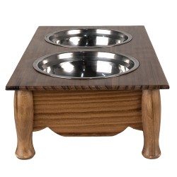 Clayre & Eef Cane da mangiatoia 2x500 ml Marrone Legno