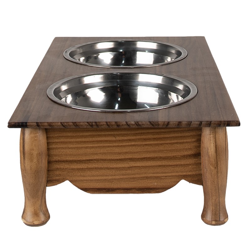 Clayre & Eef Food bowl dog 2x500 ml Brown Wood