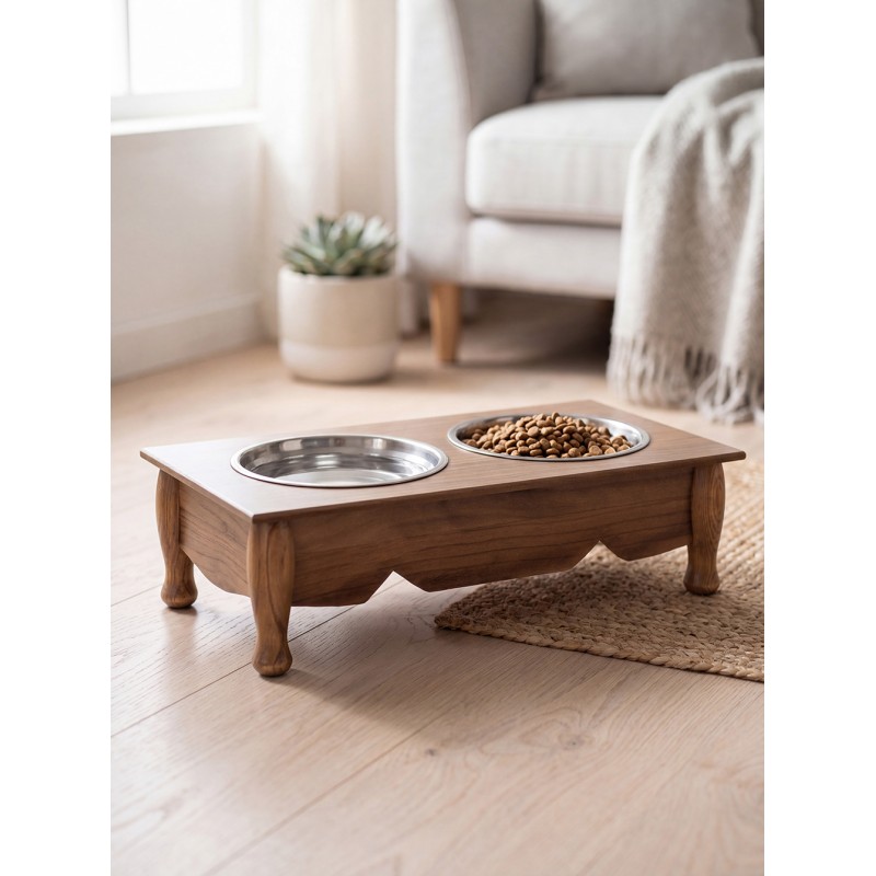 Clayre & Eef Food bowl dog 2x500 ml Brown Wood