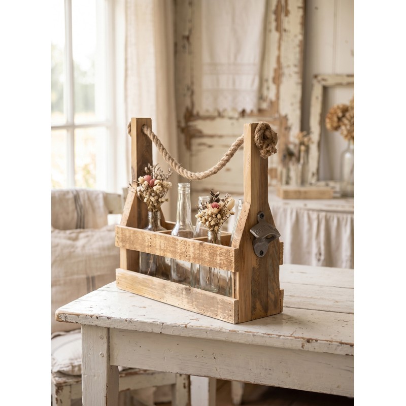 Clayre & Eef Porte-bouteille 32x11x32 cm Marron Bois