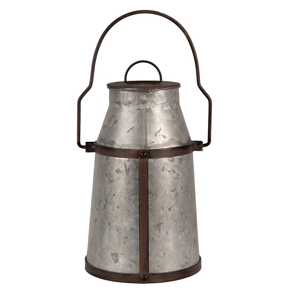 Clayre & Eef Decoratie Melkbus 26 cm Grijs Bruin Metaal afbeelding