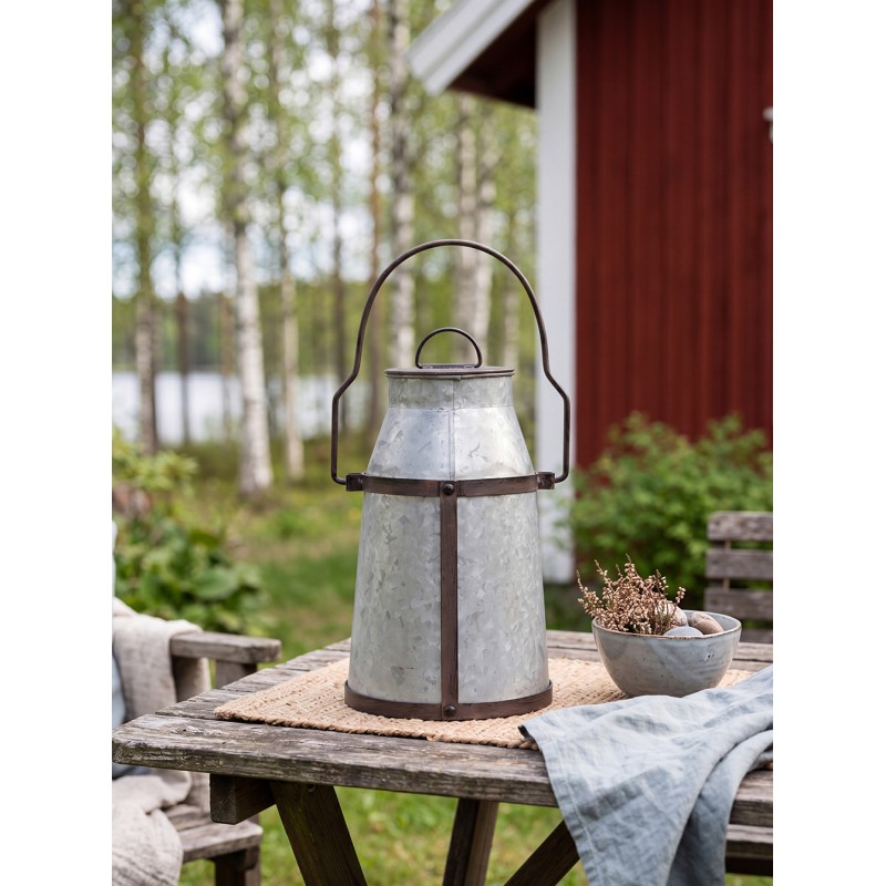 Clayre & Eef Ciotola per il latte decorativa 26 cm Grigio Marrone Metallo