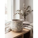 Clayre & Eef Pot de fleurs Ø 18x15 cm Vert Céramique Fleurs