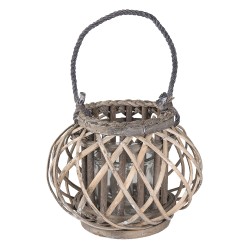 Clayre & Eef Windlicht Ø 28x20 cm Grijs Hout