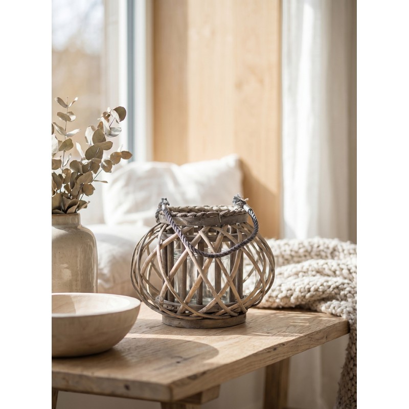 Clayre & Eef Windlicht Ø 28x20 cm Grijs Hout