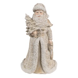 Clayre & Eef Figurine Père Noël 15 cm Couleur or Polyrésine