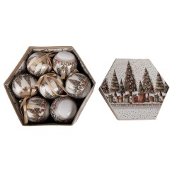 Clayre & Eef Palla di natale set di 14 8x8x8 cm Bianco Plastica