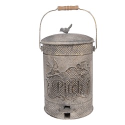 Clayre & Eef Poubelle à pédale 24x24x36 cm Gris Métal