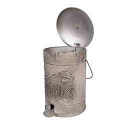 Clayre & Eef Poubelle à pédale 24x24x36 cm Gris Métal