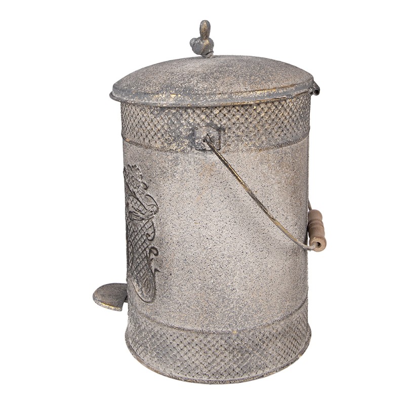 Clayre & Eef Poubelle à pédale 24x24x36 cm Gris Métal