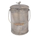 Clayre & Eef Poubelle à pédale 24x24x36 cm Gris Métal