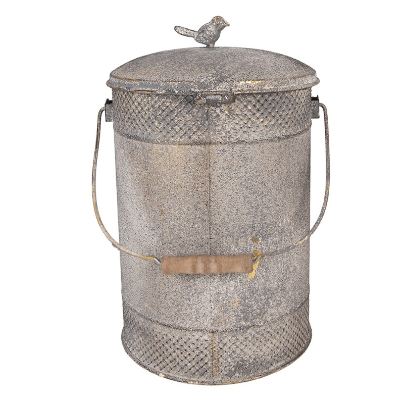 Clayre & Eef Poubelle à pédale 24x24x36 cm Gris Métal