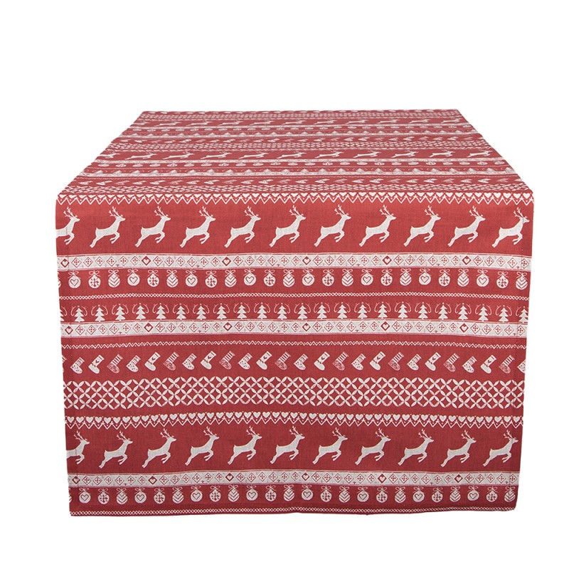 Clayre & Eef Tovaglia da tavolo 50x140 cm Rosso Cotone