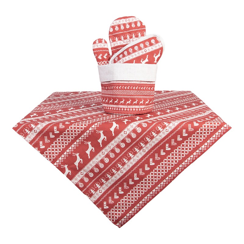 Clayre & Eef Cestino del pane Ø 15x16 cm Rosso Cotone