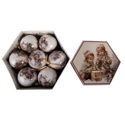 Clayre & Eef Palla di natale set di 14 8x8x8 cm Bianco Plastica