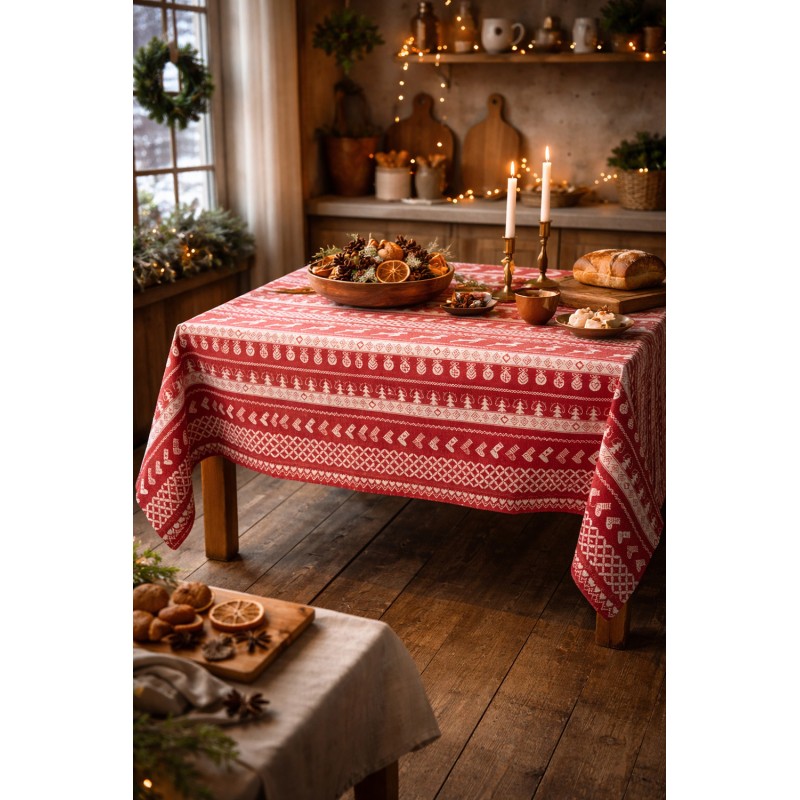 Clayre & Eef Tovaglia 100x100 cm Rosso Cotone