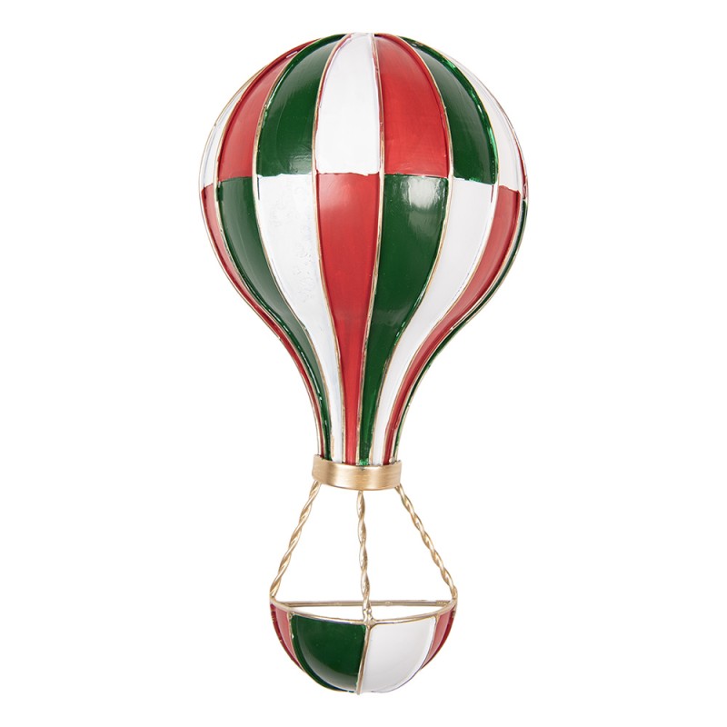 Clayre & Eef Statuetta decorativa Mongolfiera 16x8x33 cm Rosso Metallo