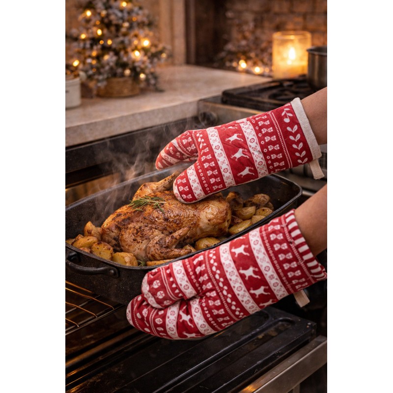 Clayre & Eef Presina da forno 16x30 cm Rosso Cotone