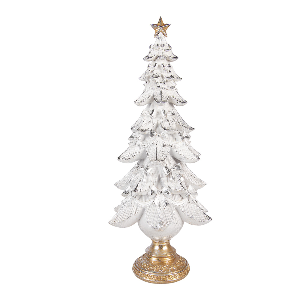 Clayre & Eef Kerstdecoratie Beeld Kerstboom 20x14x46 cm Wit Kunststof afbeelding