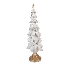 Clayre & Eef Statuetta decorativa di Natale Albero di Natale 20x14x46 cm Bianco Plastica