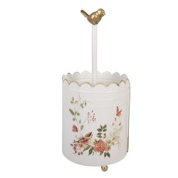 Clayre & Eef Kitchen Roll Holder Ø 14x30 cm White Metal