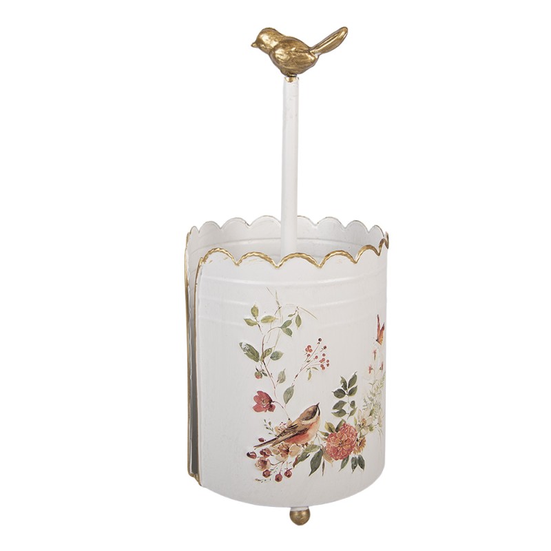 Clayre & Eef Kitchen Roll Holder Ø 14x30 cm White Metal
