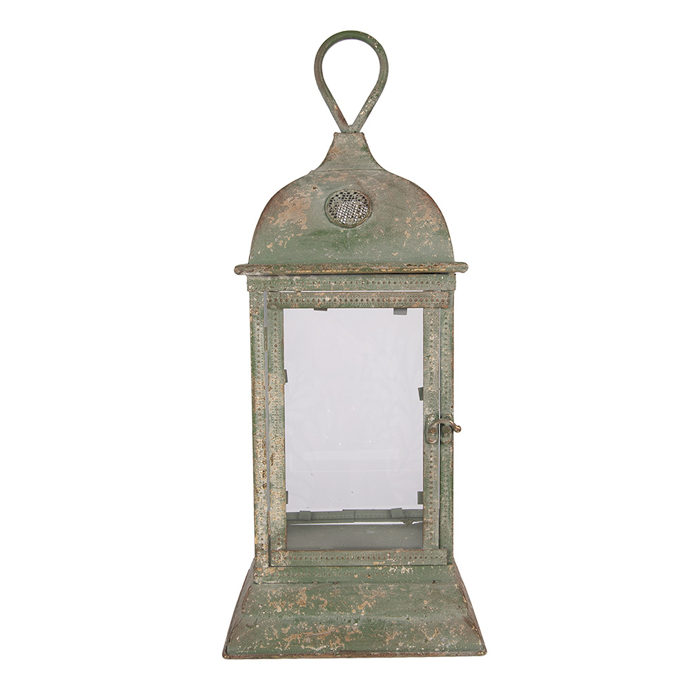 Clayre & Eef Lantaarn 20x20x49 cm Groen Metaal afbeelding