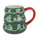 Clayre & Eef Tazza Albero di Natale 350 ml Verde Ceramica