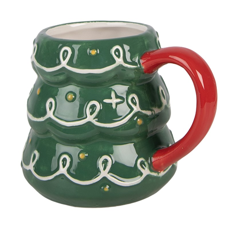 Clayre & Eef Tazza Albero di Natale 350 ml Verde Ceramica
