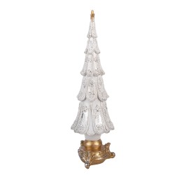 Clayre & Eef Statuetta decorativa di Natale Albero di Natale Ø 9x30 cm Bianco Plastica
