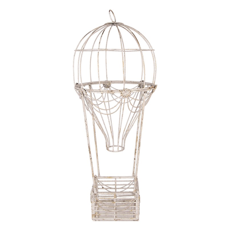 Clayre & Eef Image de décoration Montgolfière Ø 31x82 cm Blanc Métal