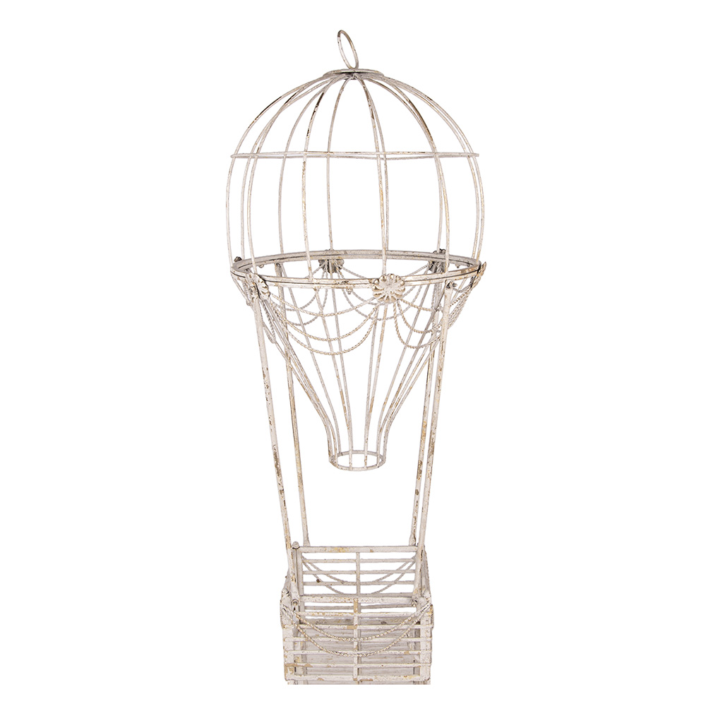 Clayre & Eef Decoratie Beeld Luchtballon Ø 31x82 cm Wit Metaal afbeelding
