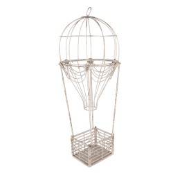 Clayre & Eef Image de décoration Montgolfière Ø 31x82 cm Blanc Métal