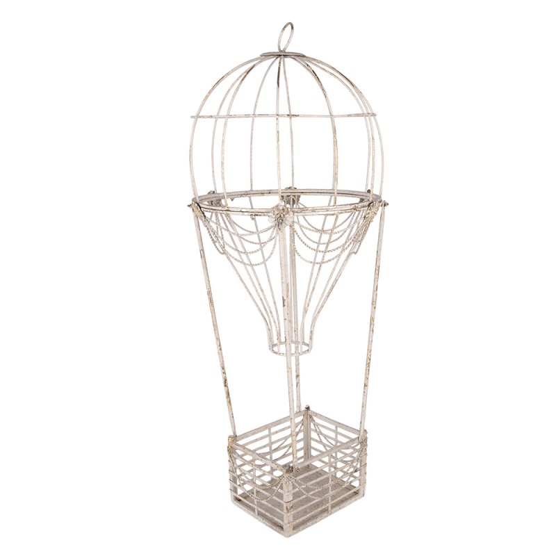 Clayre & Eef Image de décoration Montgolfière Ø 31x82 cm Blanc Métal