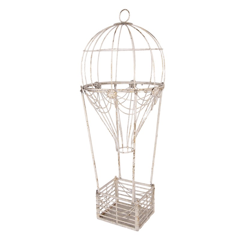 Clayre & Eef Image de décoration Montgolfière Ø 31x82 cm Blanc Métal